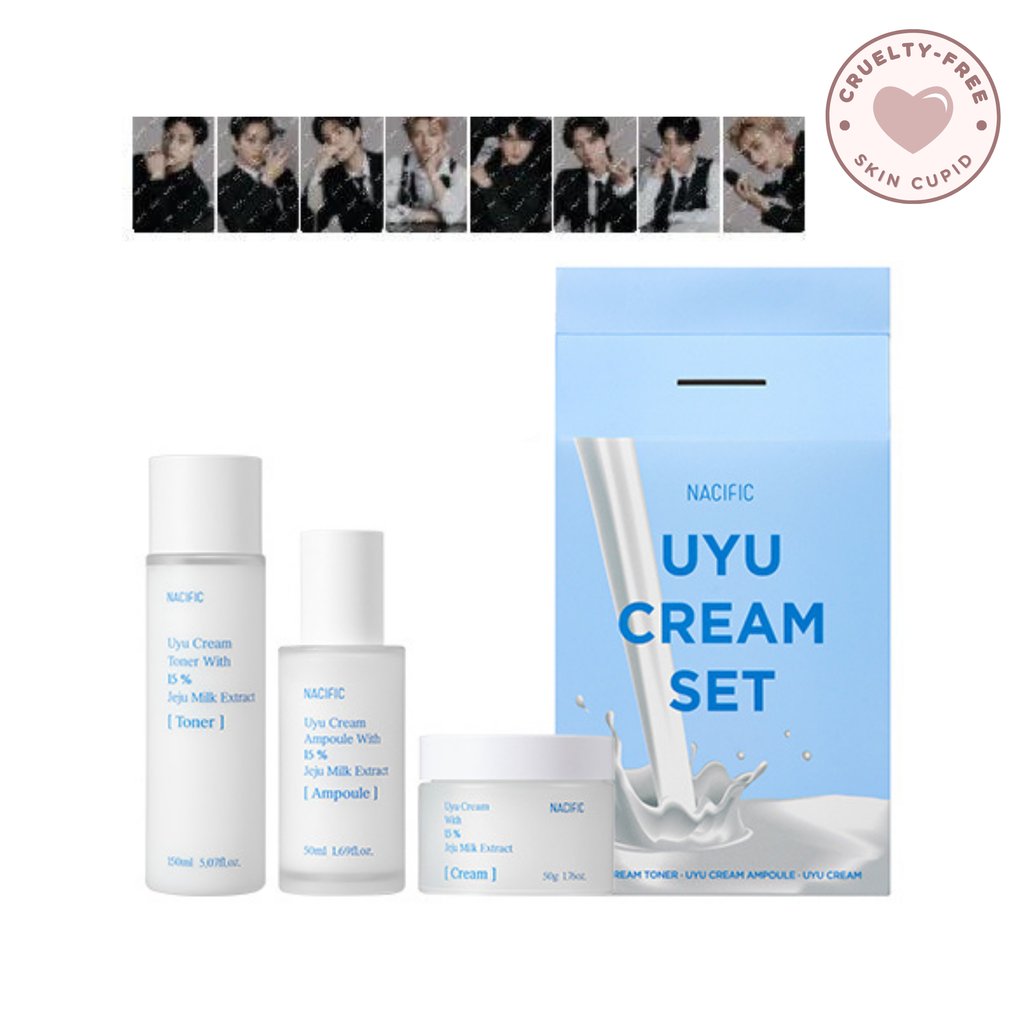 NACIFIC x STRAY KIDS Uyu Cream Triple Set + OT8 Photocards – Skin