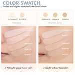 ROM&ND NU Zero Cushion - 5 Shades (15g) foundation swatches on face